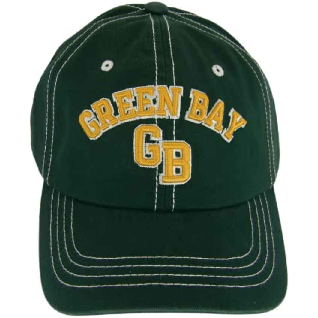 Green Bay City Name Washed Cotton Baseball Cap (Green)