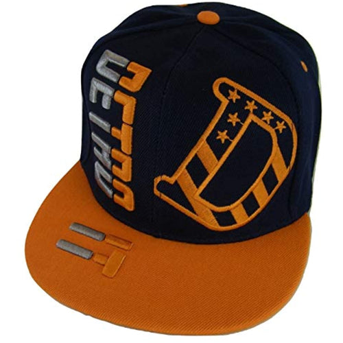 Detroit Raised Text Adjustable Snapback Baseball Cap (Navy/Orange)