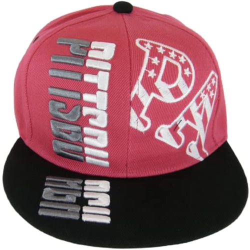 Pittsburgh Raised Text Adjustable Snapback Baseball Cap (Pink/Black)