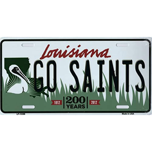 Louisiana State Background Novelty Metal License Plate Tag (Go Saints)