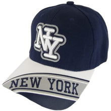 New York City Men's Banner on Bill Adjustable Baseball Cap (Navy/White)