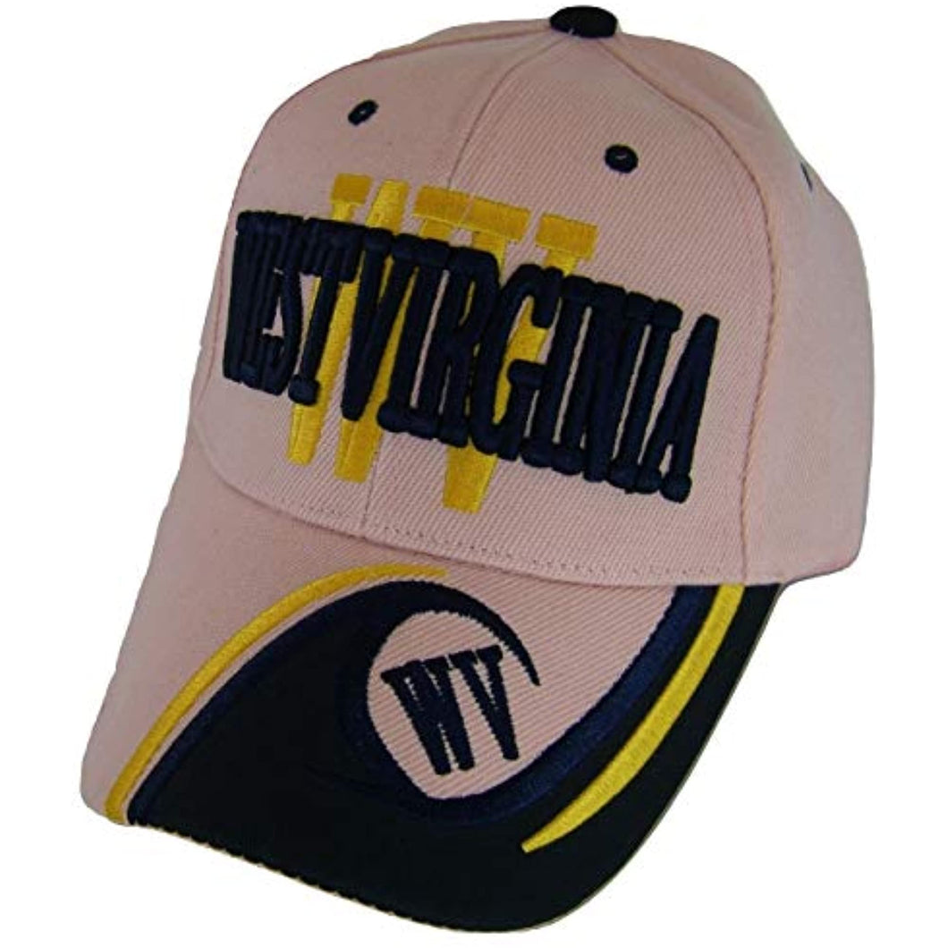 West Virginia Men's Wave Pattern Adjustable Baseball Cap (Pink/Navy)