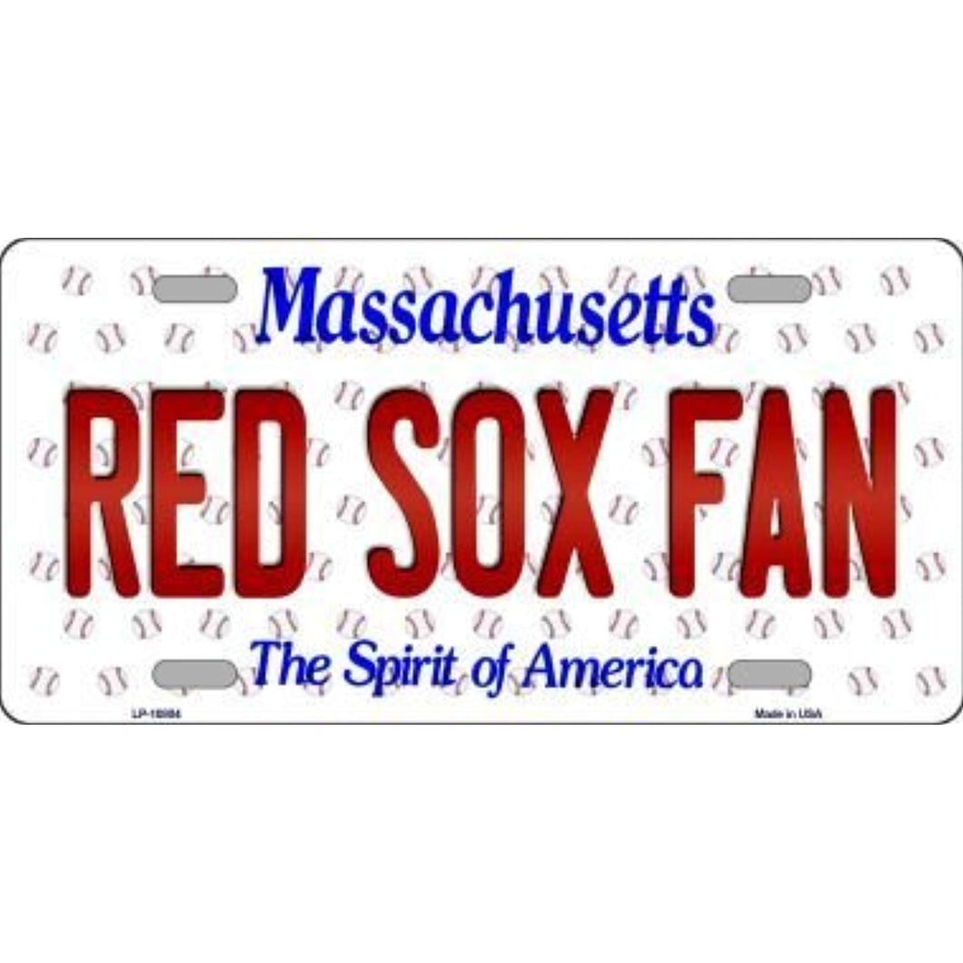 Massachusetts Maine State Background Novelty Metal License Plate Tag (Red Sox Fan)