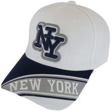 New York City Men's Banner on Bill Adjustable Baseball Cap (White/Navy)