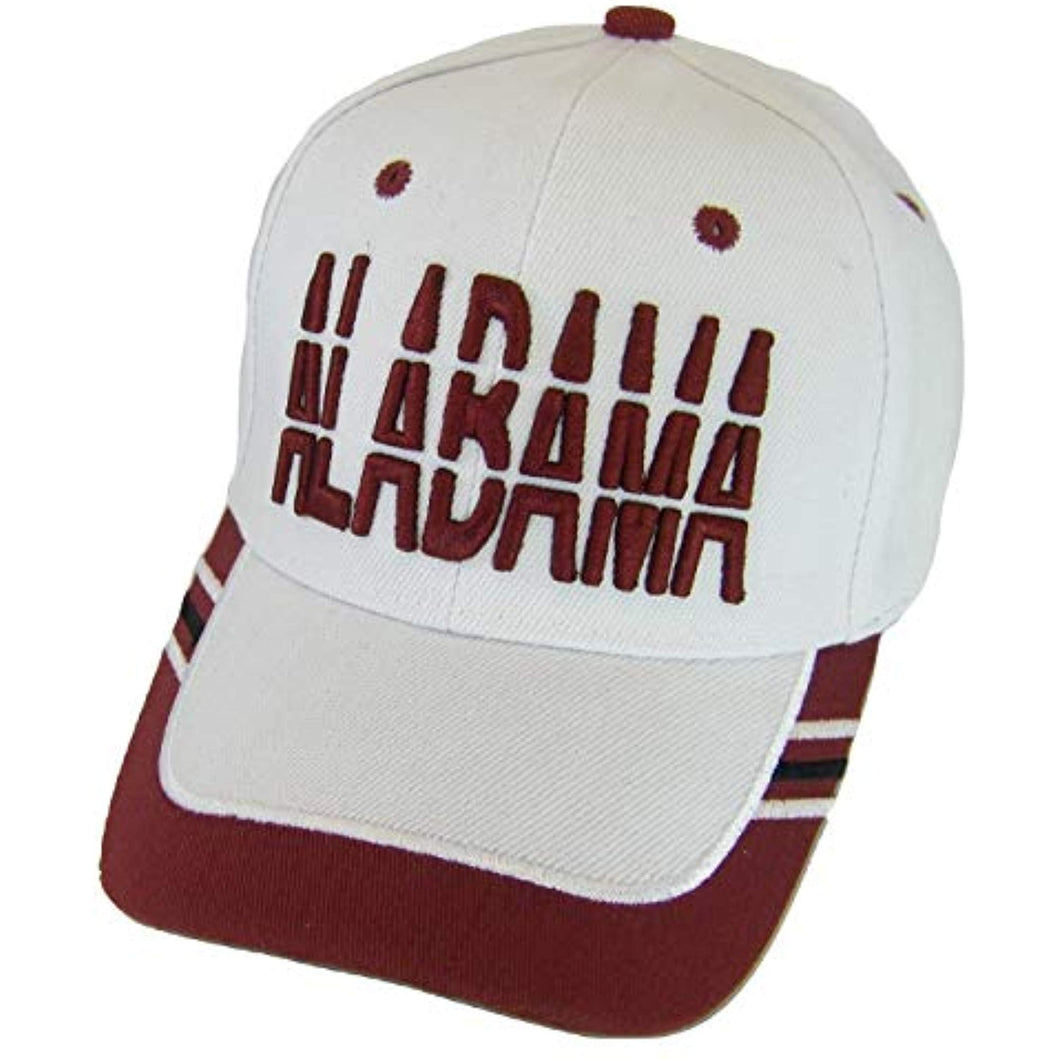 Alabama Window Shade Font Men's Adjustable Baseball Cap (White/Crimson)