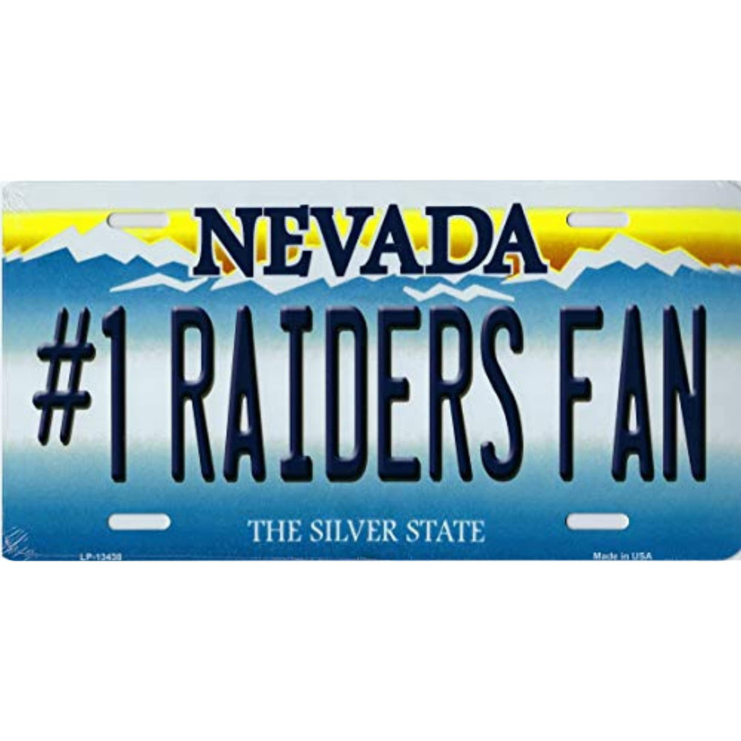 Nevada State Background Novelty Metal License Plate Tag (#1 Raiders Fan)