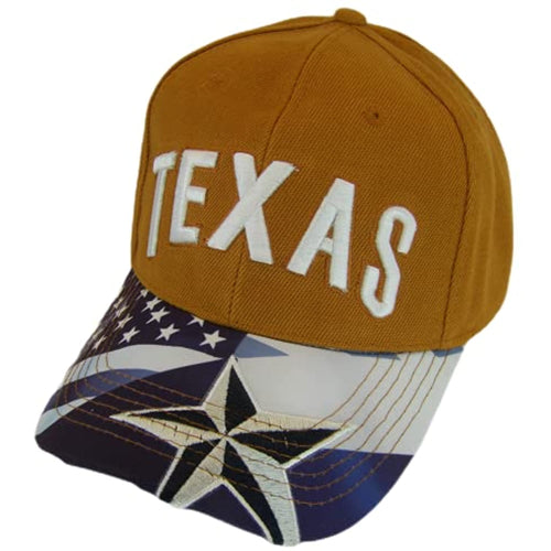 Texas American Flag Adjustable Baseball Cap (Orange)