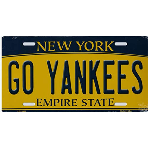 New York State Background Novelty Metal License Plate Tag (Go Yankees)