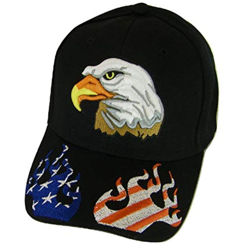 USA Men's Patriotic Eagle Adjustable Baseball Cap (Flames Black)