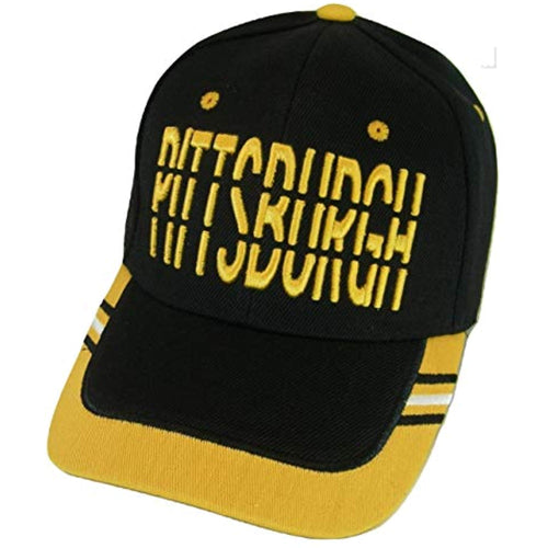 Pittsburgh Window Shade Font Men's Adjustable Baseball Cap (Black/Gold)