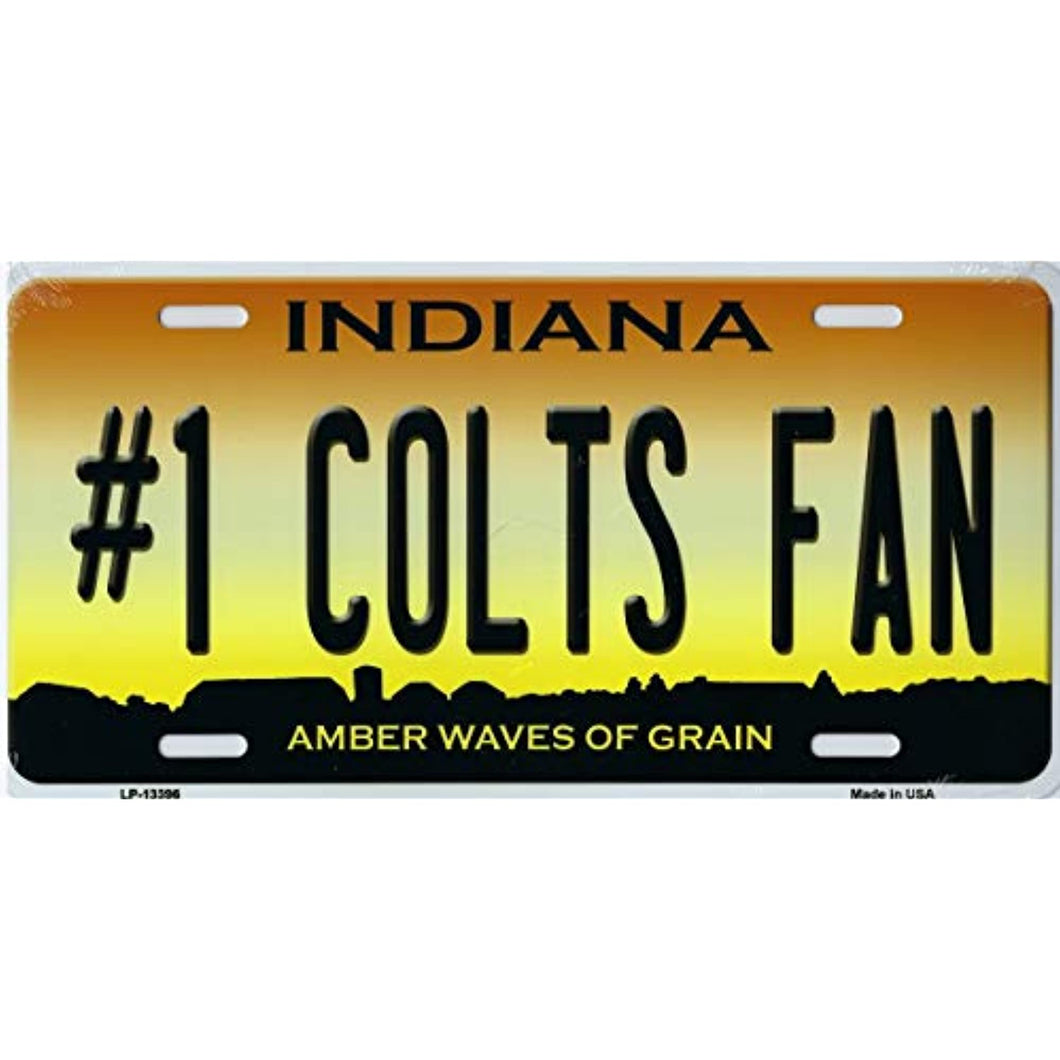 Indiana State Background Novelty Metal License Plate Tag (#1 Colts Fan AWG)