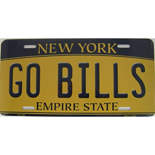 New York State Background Novelty Metal License Plate Tag (Go Bills)