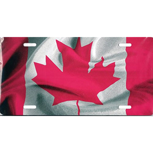 Canadian Canada Flag Metal Photo License Plate Tag