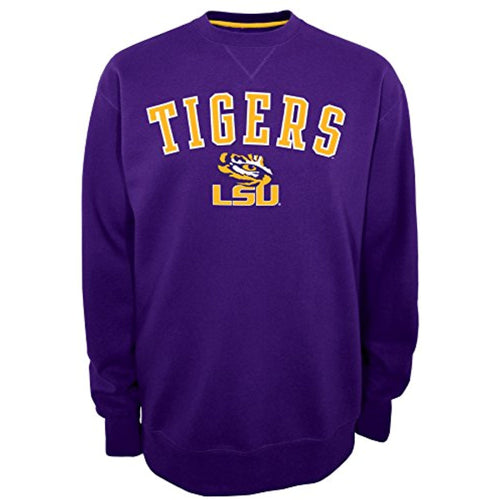 NCAA LSU Tigers Men's Safety 2 Crew Neck Fleece Pullover, Ravens Purple