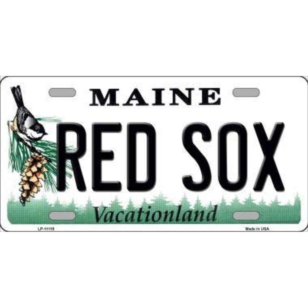 Massachusetts Maine State Background Novelty Metal License Plate Tag (Red Sox ME)