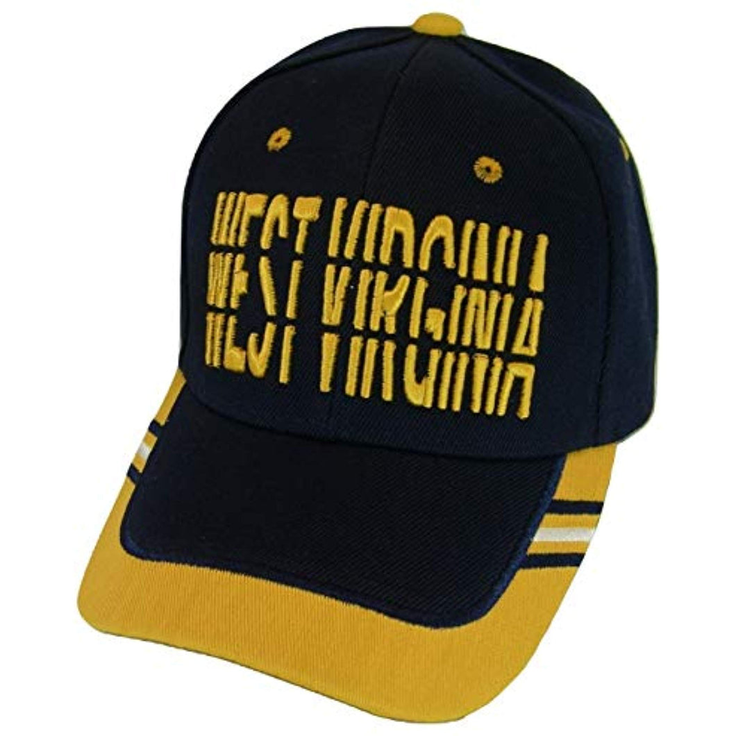 West Virginia Window Shade Font Men's Adjustable Baseball Cap (Navy/Gold)