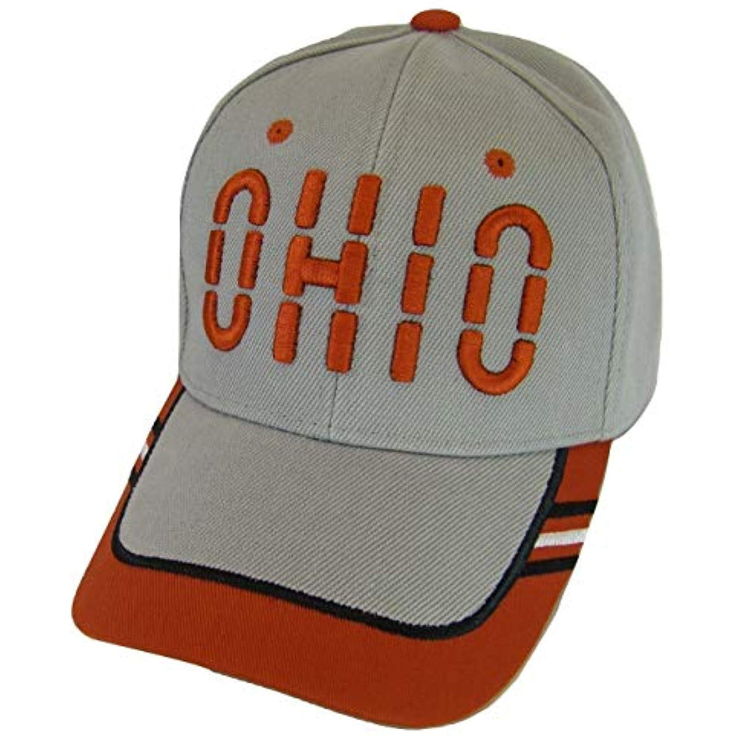 Ohio Window Shade Font Men's Adjustable Baseball Cap (Gray/Red)