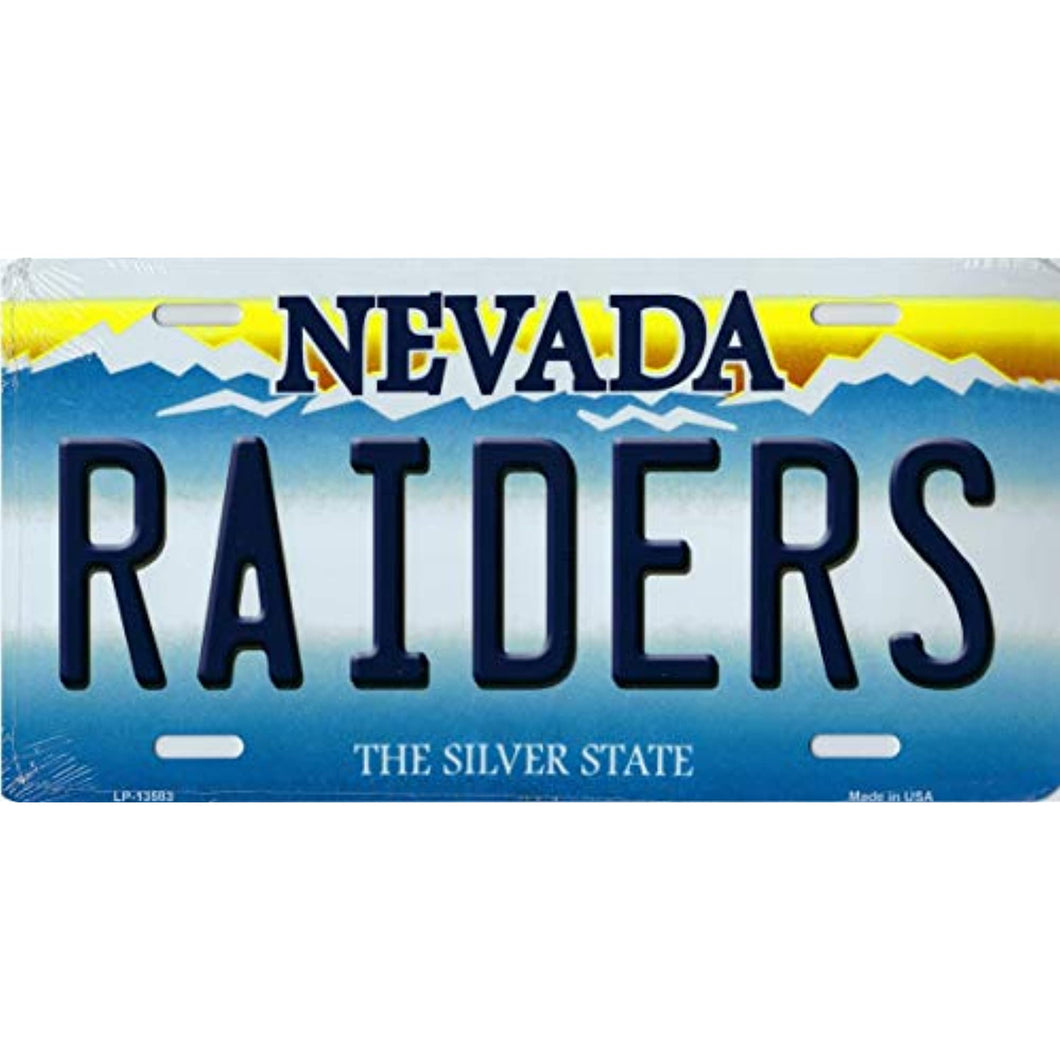 Nevada State Background Novelty Metal License Plate Tag (Raiders)