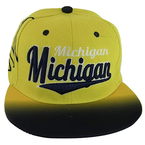 Michigan Fade Top Printed Bill Adjustable Snapback Baseball Cap (Gold/Navy)