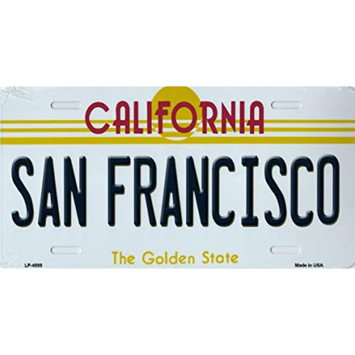 California State Background Novelty Metal License Plate Tag (San Francisco)