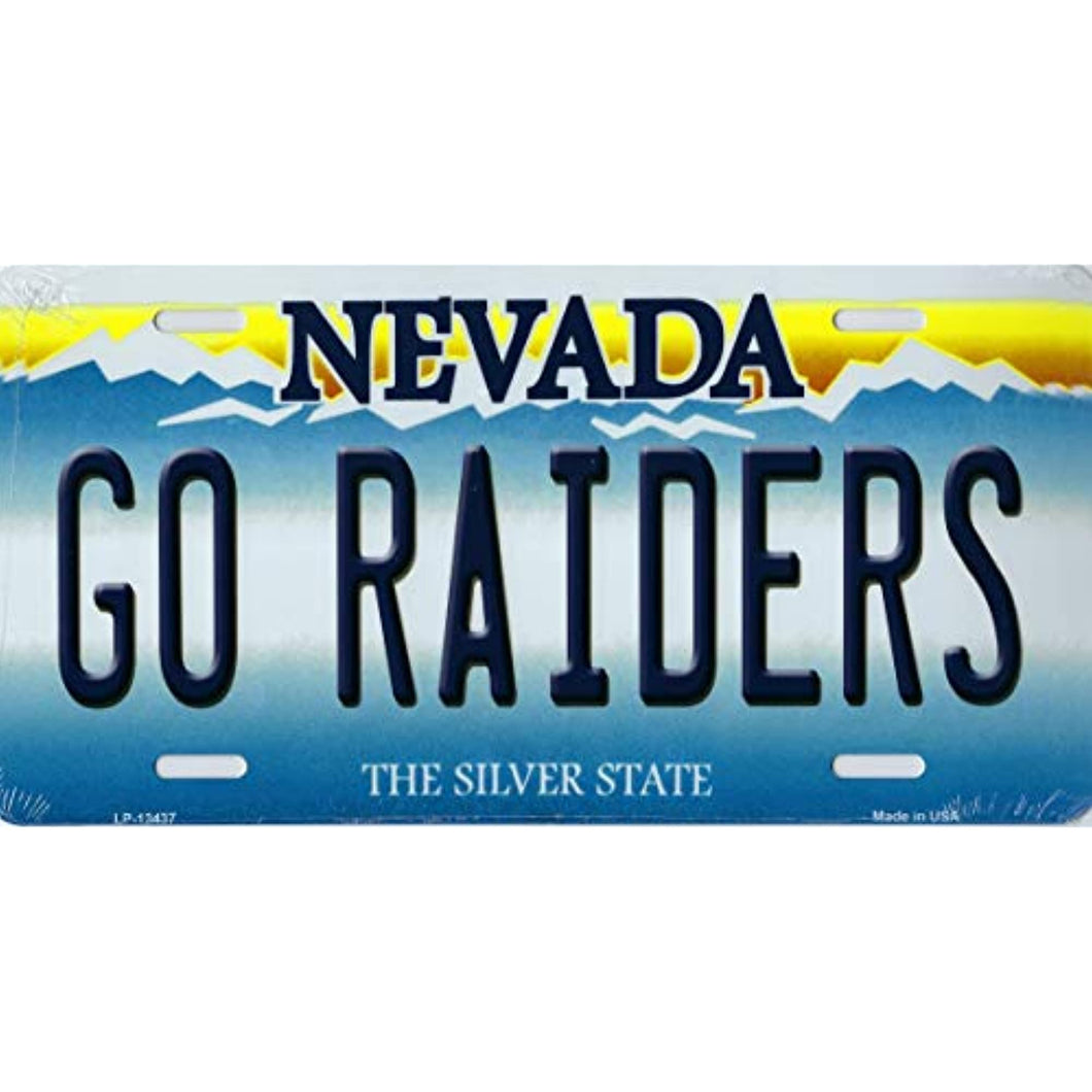 Nevada State Background Novelty Metal License Plate Tag (Go Raiders)