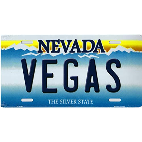 Nevada State Background Novelty Metal License Plate Tag (Vegas)