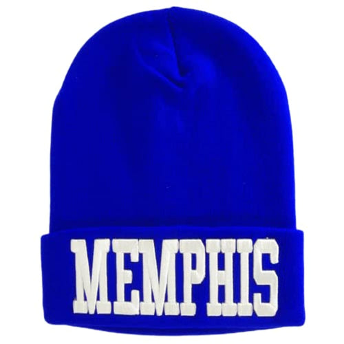 Memphis Adult Size Winter Knit Cuffed Beanie Hat (Royal)