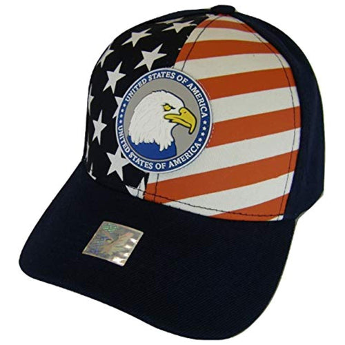 United States of America Flag & Eagle Adjustable Baseball Cap (Navy)