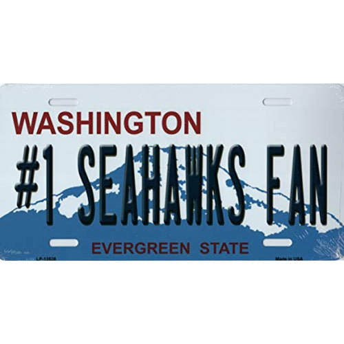 Washington State Background Novelty Metal License Plate Tag (#1 Seahawks Fan)