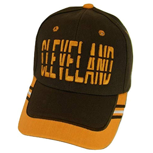 Cleveland Window Shade Font Men's Adjustable Baseball Cap (Brown/Orange)