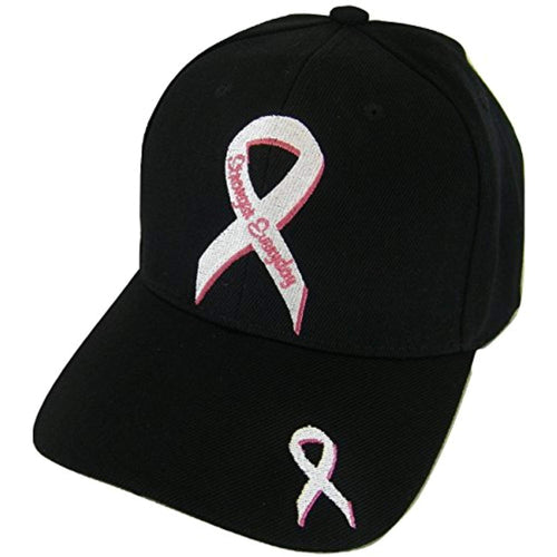 Breast Cancer Awareness BCA Stronger Everyday Pink Ribbon Baseball Cap (Black)