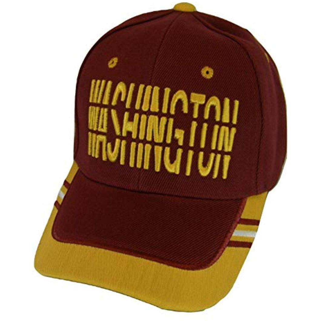 Washington Window Shade Font Men's Adjustable Baseball Cap (Burgundy/Gold)