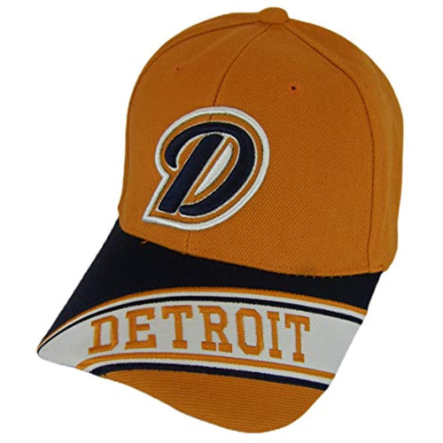 Detroit Banner Style Adjustable Baseball Cap (Orange/Navy)