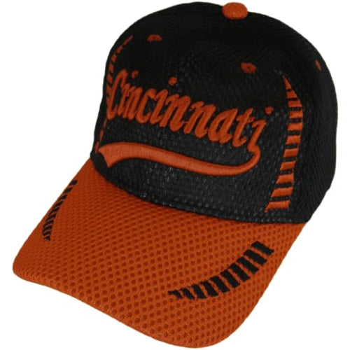 Cincinnati Men's Summer Mesh Adjustable Baseball Cap (Black/Red)