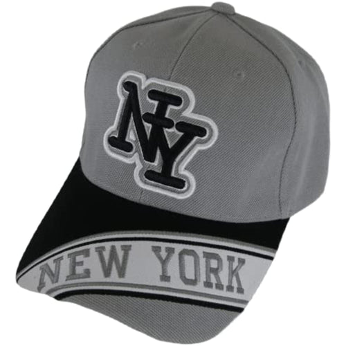 New York City Men's Banner on Bill Adjustable Baseball Cap (Gray/Black)