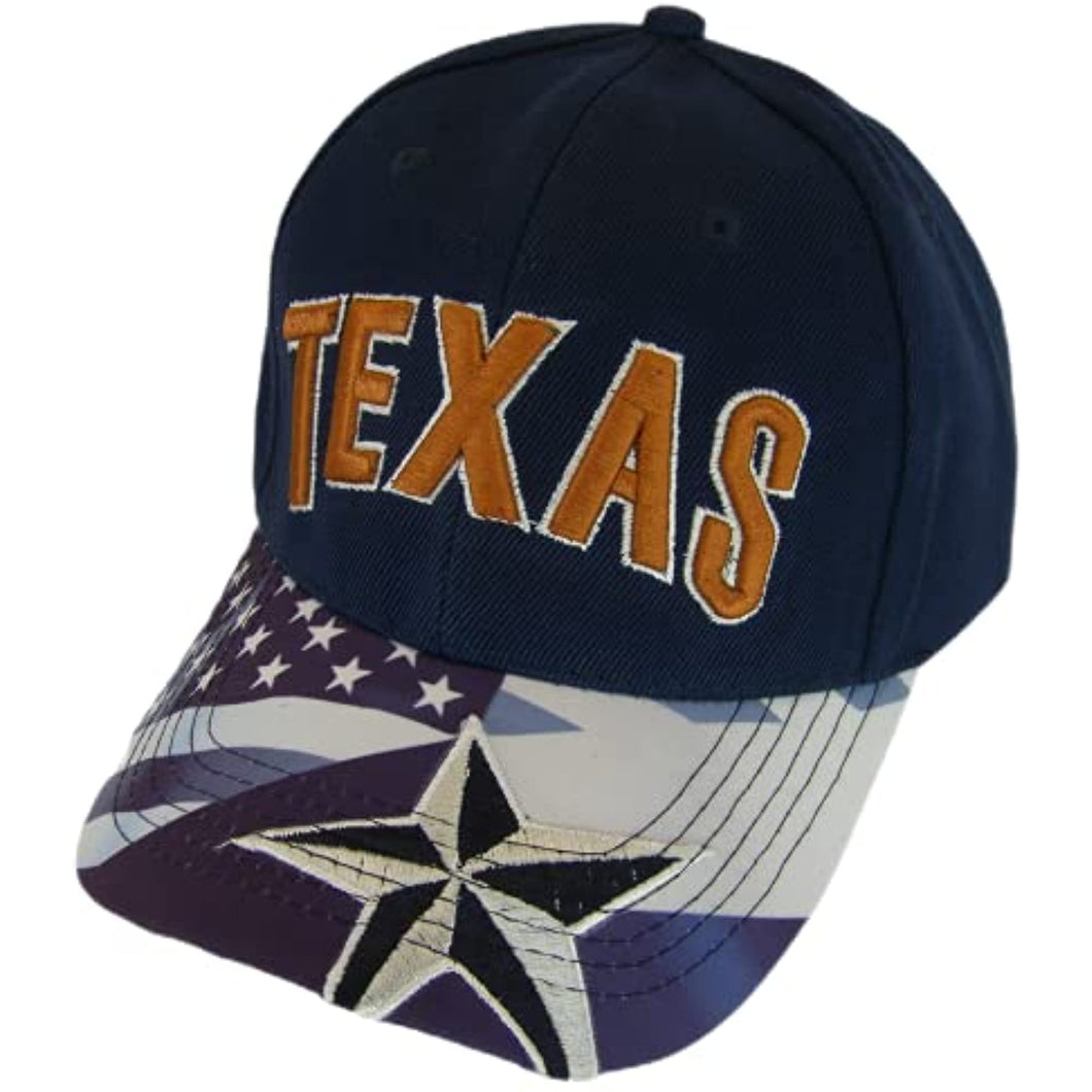 Texas American Flag Adjustable Baseball Cap (Navy)