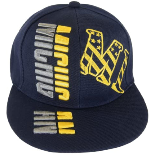 Michigan Raised Text Adjustable Snapback Baseball Cap (Navy)