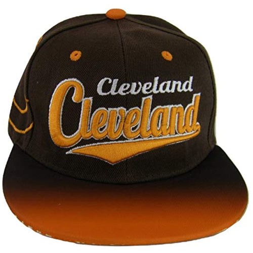 Cleveland Fade Top Printed Bill Adjustable Snapback Baseball Cap (Brown/Orange)