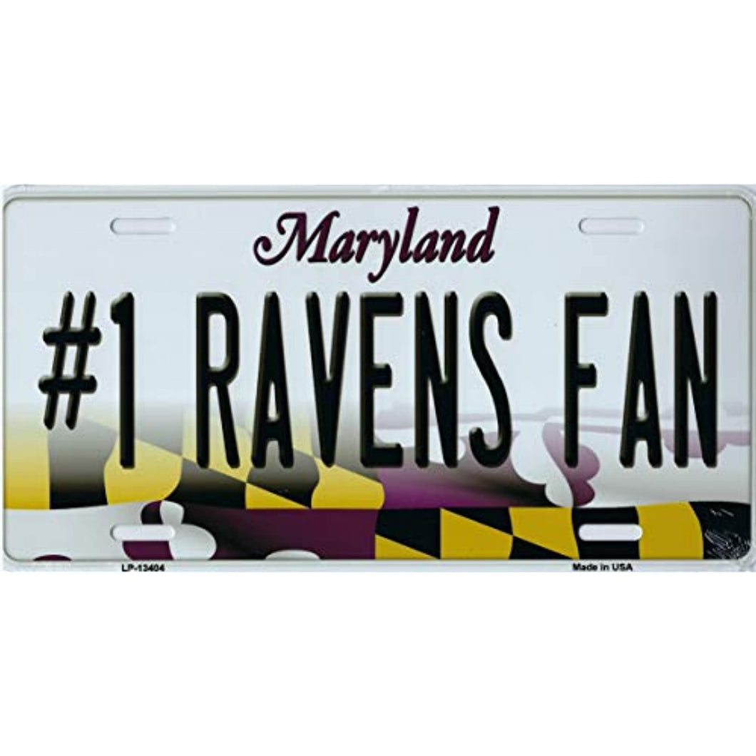 Maryland State Background Novelty Metal License Plate Tag (#1 Ravens Fan)