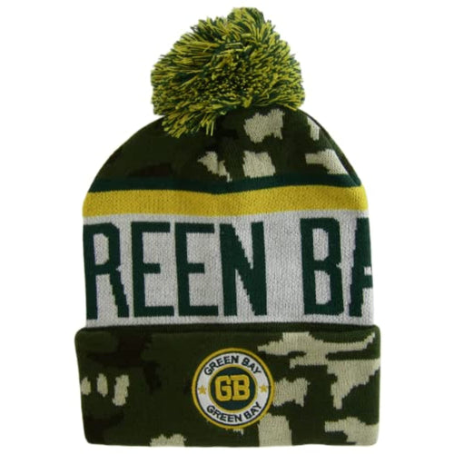 Green Bay Men's Original Wood Camo Pom Beanie Winter Hat