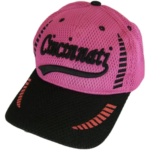 Cincinnati Men's Summer Mesh Adjustable Baseball Cap (Hot Pink/Black)