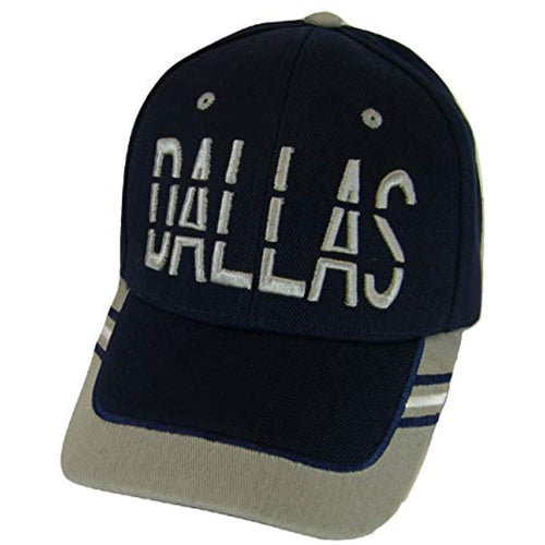 Dallas Window Shade Font Men's Adjustable Baseball Cap (Navy/Gray)