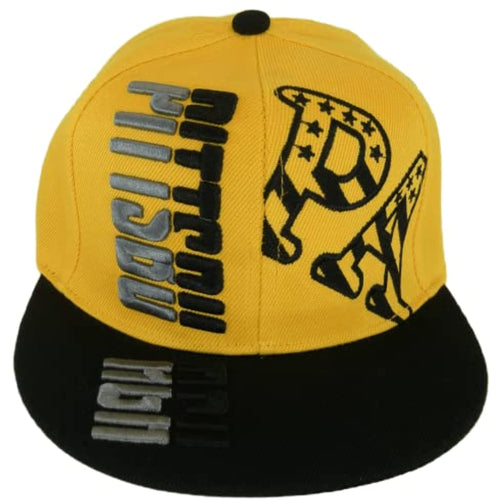 Pittsburgh Raised Text Adjustable Snapback Baseball Cap (Gold/Black)