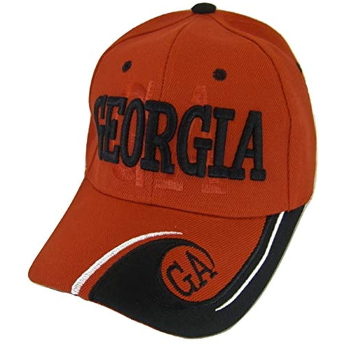 Georgia Men's Wave Pattern Adjustable Baseball Cap (Red)