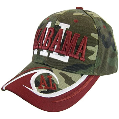 Alabama Men's AL Wave Pattern Adjustable Baseball Cap (Camouflage/Crimson)