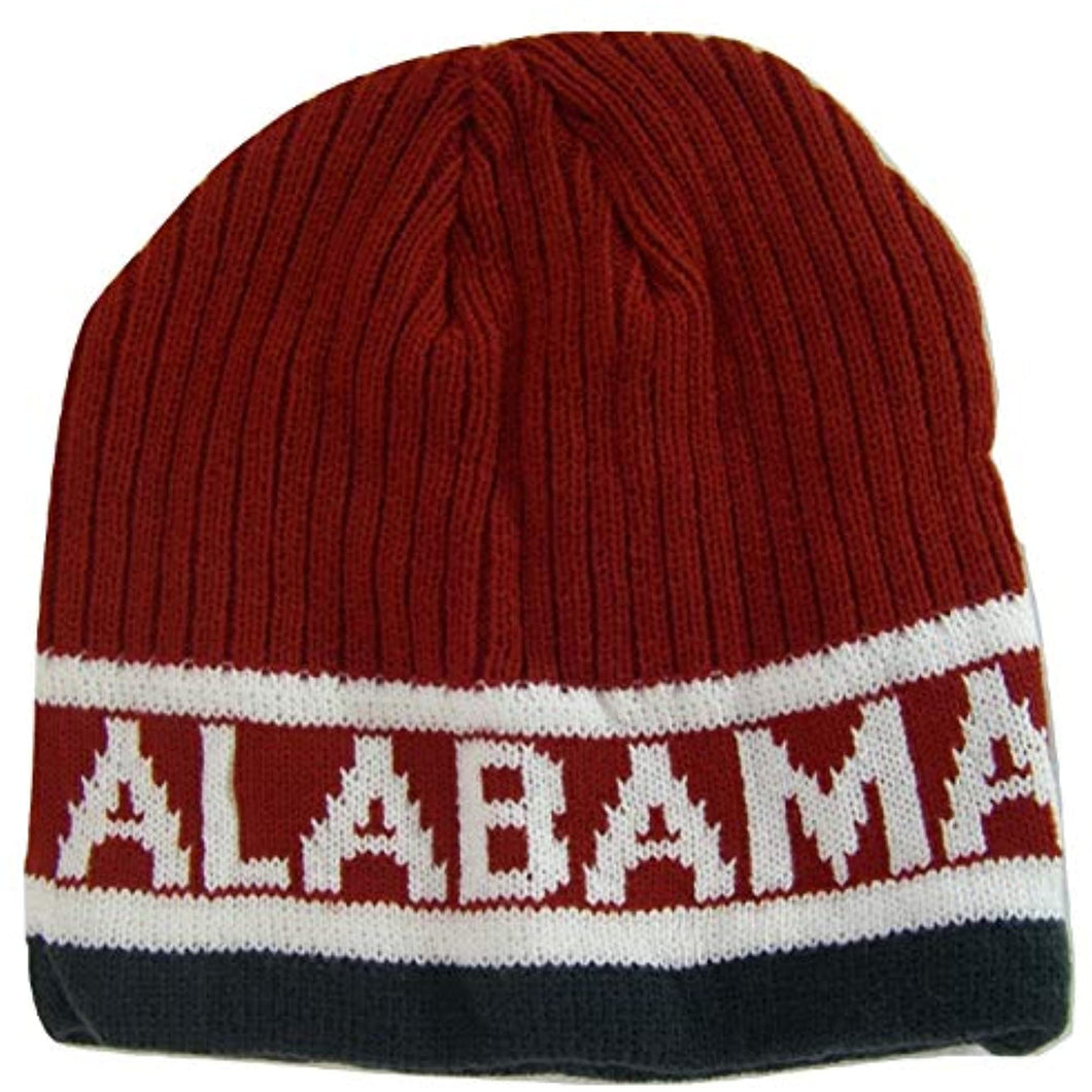 Alabama Adult Size Winter Knit Beanie Hats (Crimson/Dark Gray)