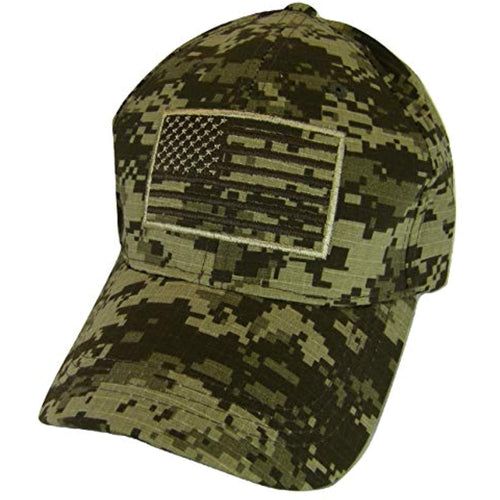 Embroidered American Flag Camouflage Cotton Adjustable Baseball Cap (Brown Digital)