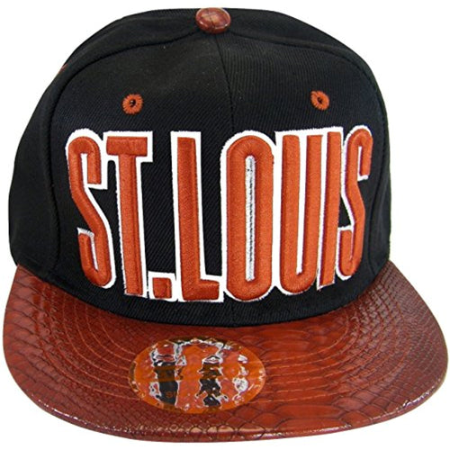 St. Louis Men's Adjustable Snapback Baseball Cap (Black/Red Textured)