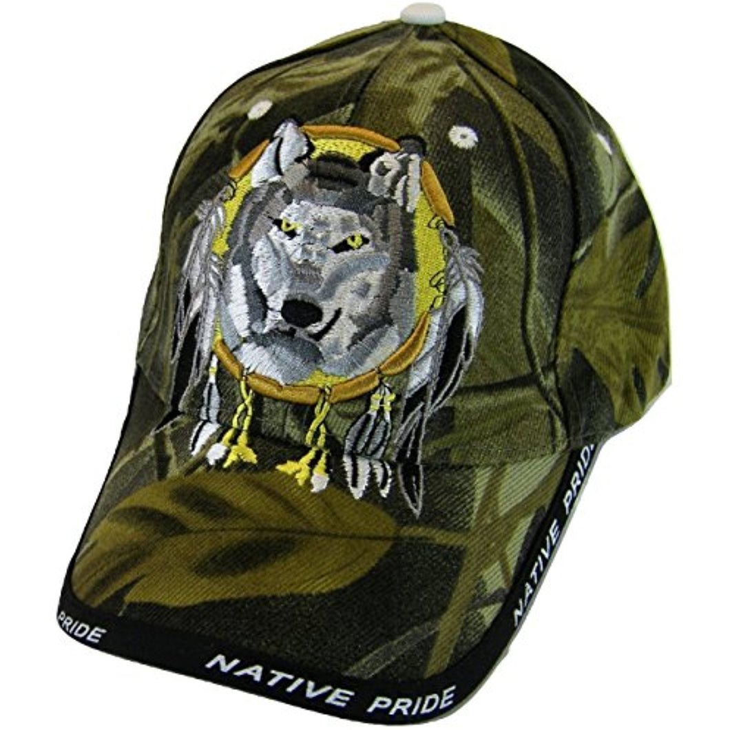 Native Pride Wolf Men's Adjustable Baseball Cap with Border (Camouflage)