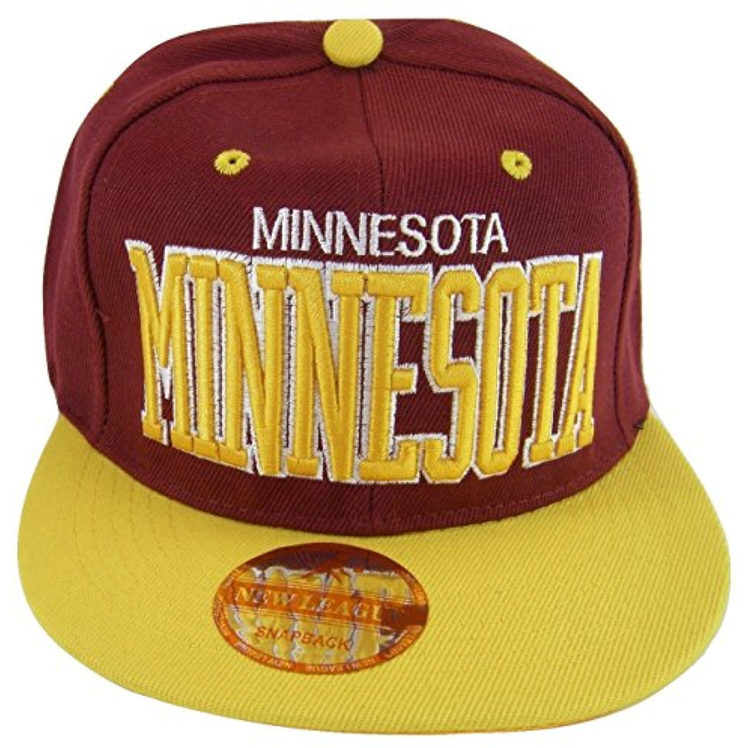 Minnesota Men's Adjustable Snapback Baseball Cap (Burgundy/Gold)